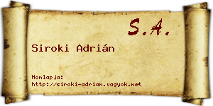 Siroki Adrián névjegykártya